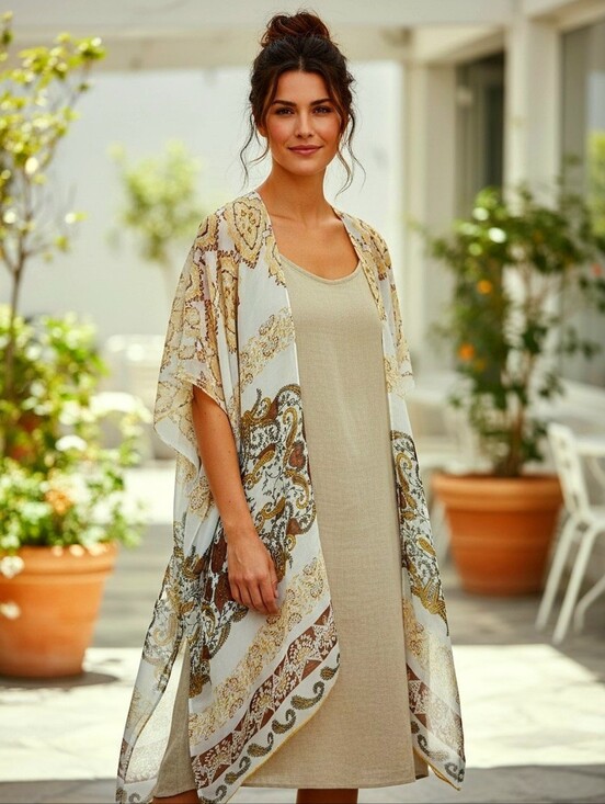 RACHEL Rachel Roy Other - Rachel Roy Boho Paisley Medallion Kimono Duster - Yellow Brown White - One Size